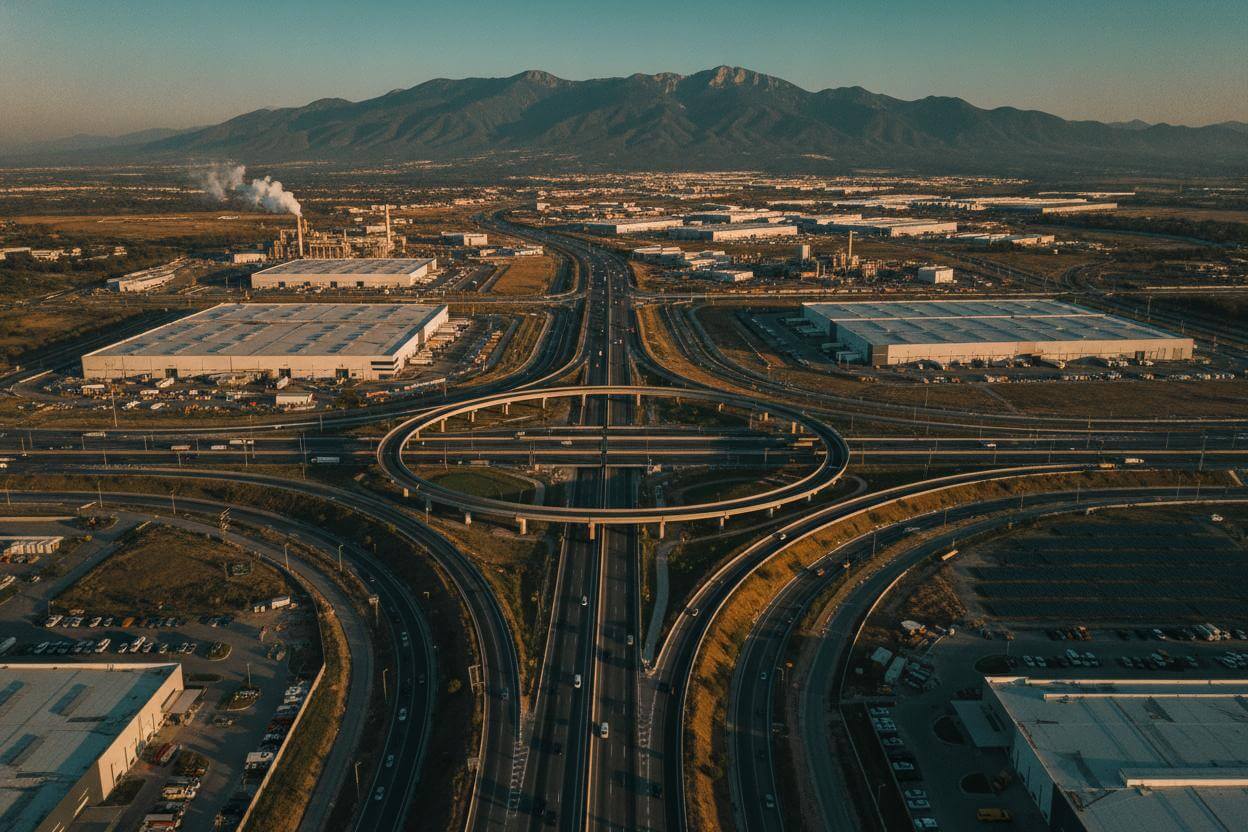 Vista aérea de infraestructura y desarrollo económico en México